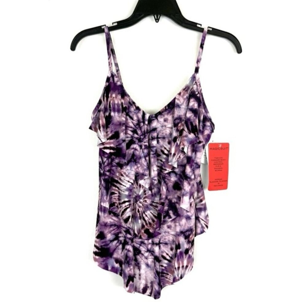 Magicsuit Women’s Purple/White Slimming Tankini Top Size 8